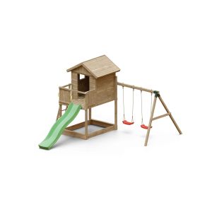 Aire de jeux en bois Galaxy S avec toboggan et maison de chez Fungoo