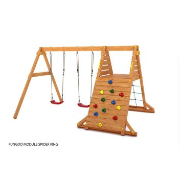 Aire de jeux avec mur d'escalade et 2 balançoires Spider King Fungoo