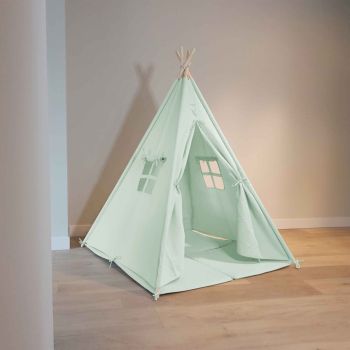 Tente tipi kaki pour enfant bois FSC et coton Alba de Sunny