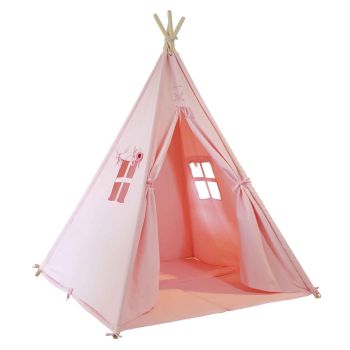 Tente tipi rose pour enfant bois FSC et coton Alba de Sunny