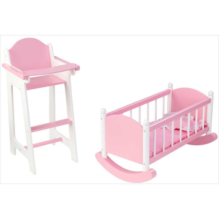 Chaise haute pour poupon cœur rose - Jouet Mobilier poupée