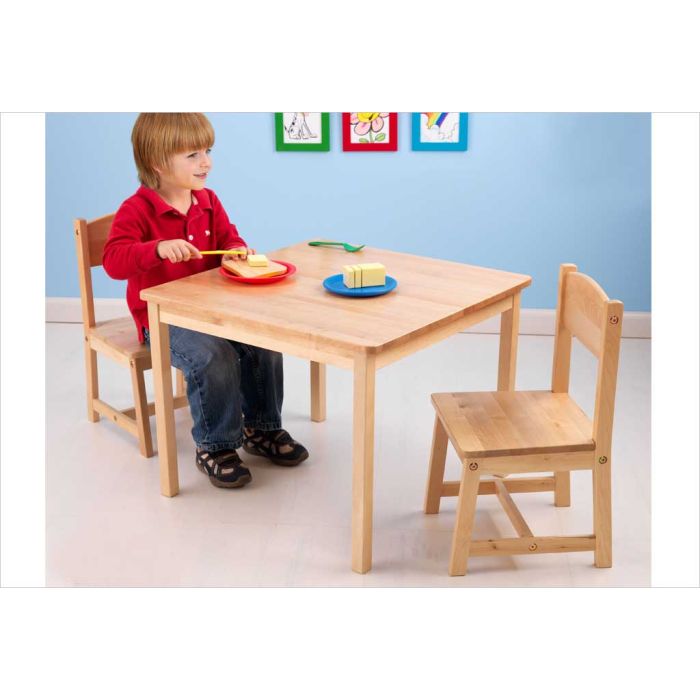 Qaba Kids Table en bois et 2 chaises Table à manger pour enfants